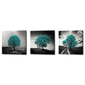Epic Graffiti Vibrant Tree Series Cyan Triptych Set Of 3 Giclee Canvas Wall Art 36 X 12