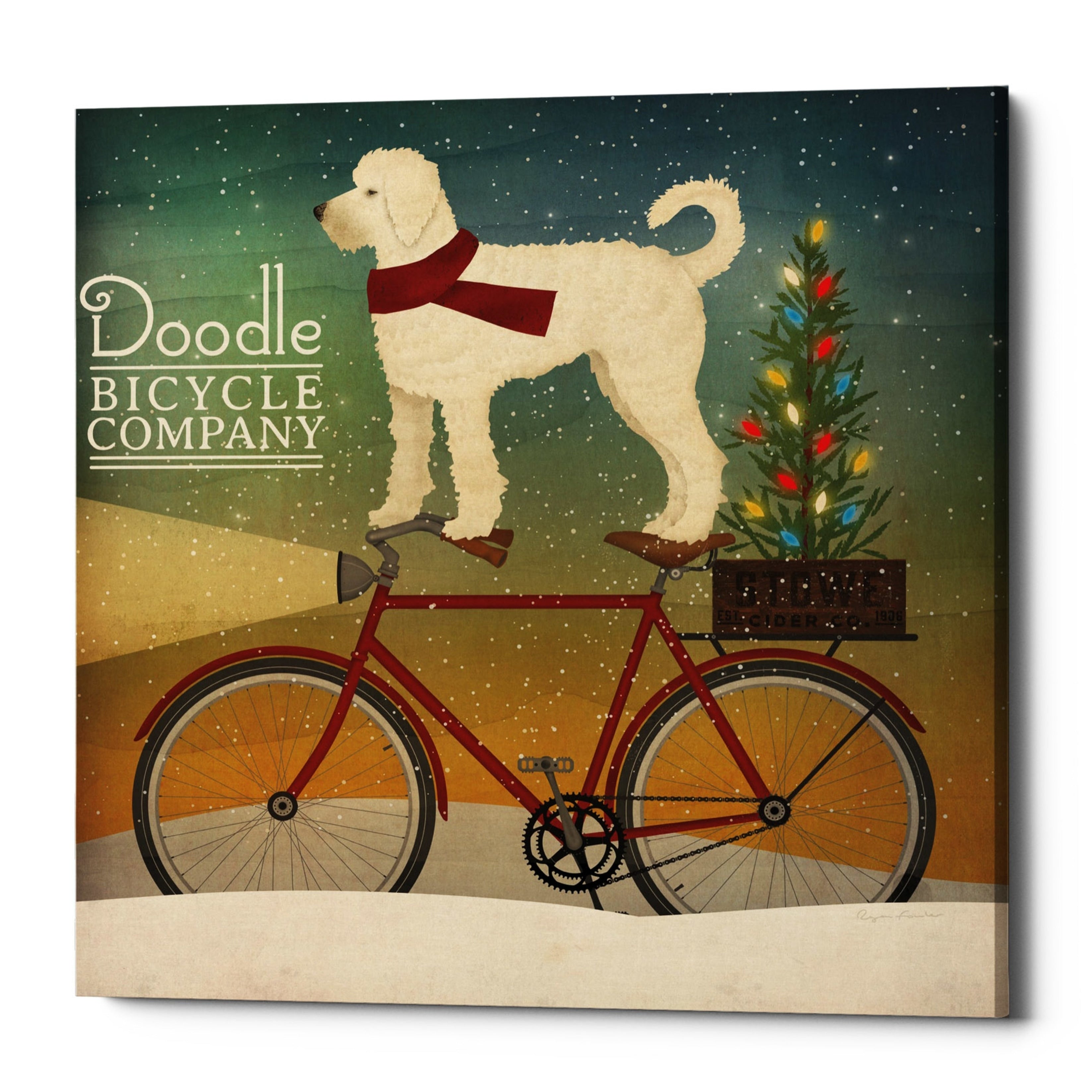 Epic Graffiti White Doodle On Bike Christmas By Ryan Fowler Giclee Canvas Wall Art 12 X12