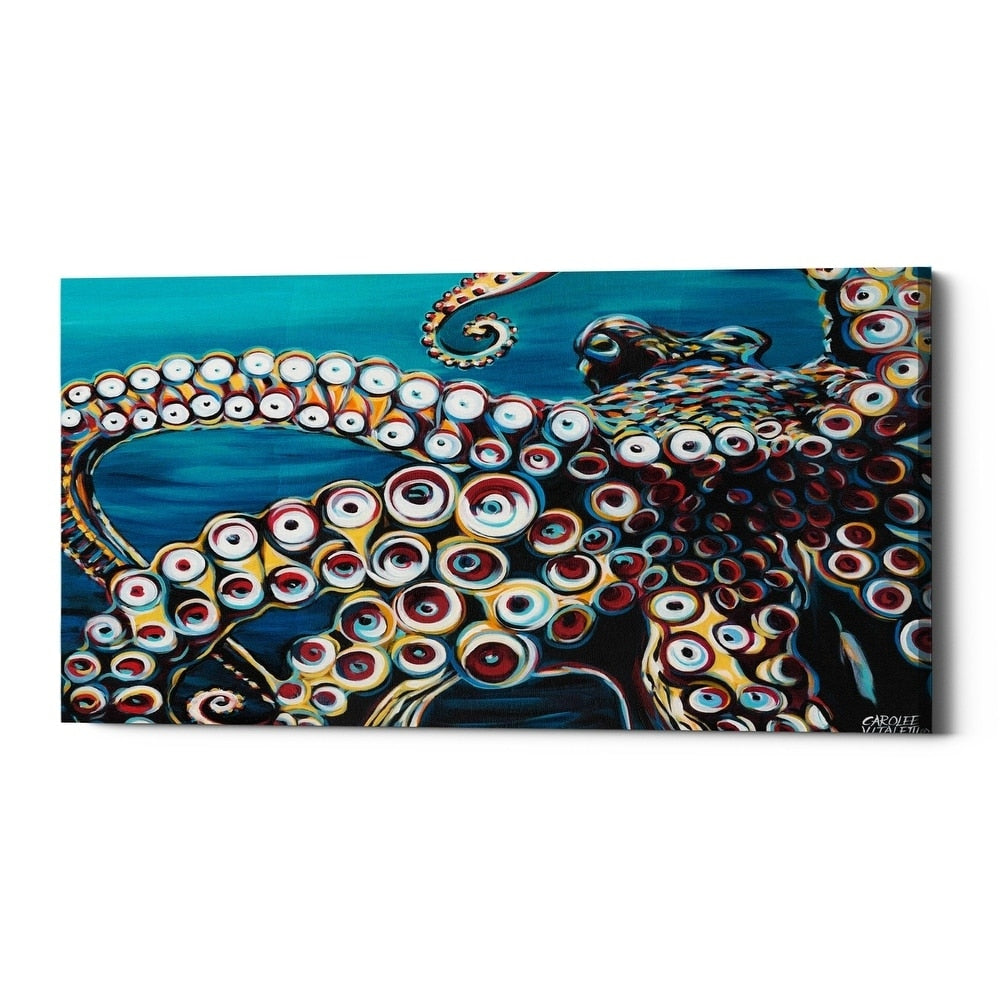Epic Graffiti Wild Octopus I By Carolee Vitaletti Giclee Canvas Wall Art 24 X12