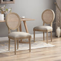 Christopher Knight Home Epworth Wooden Dining Chair With Wicker Back And Fabric Seating Set Of 2