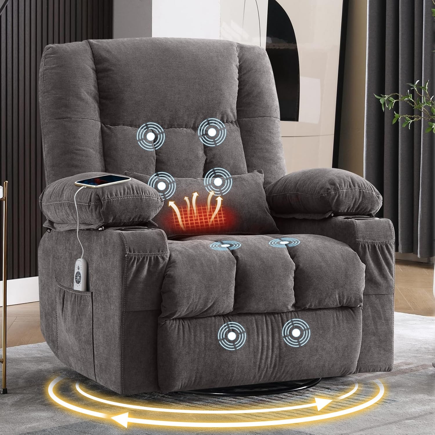 Ergonomic Lounge Chair With Vibration Massage Heat And Rocking