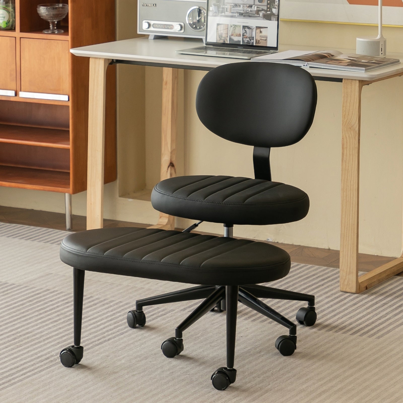 Ergonomic Office Chair Multi Position Cross Legged Design Swivel Meditation Desk Chair With Back Support Rolling Base