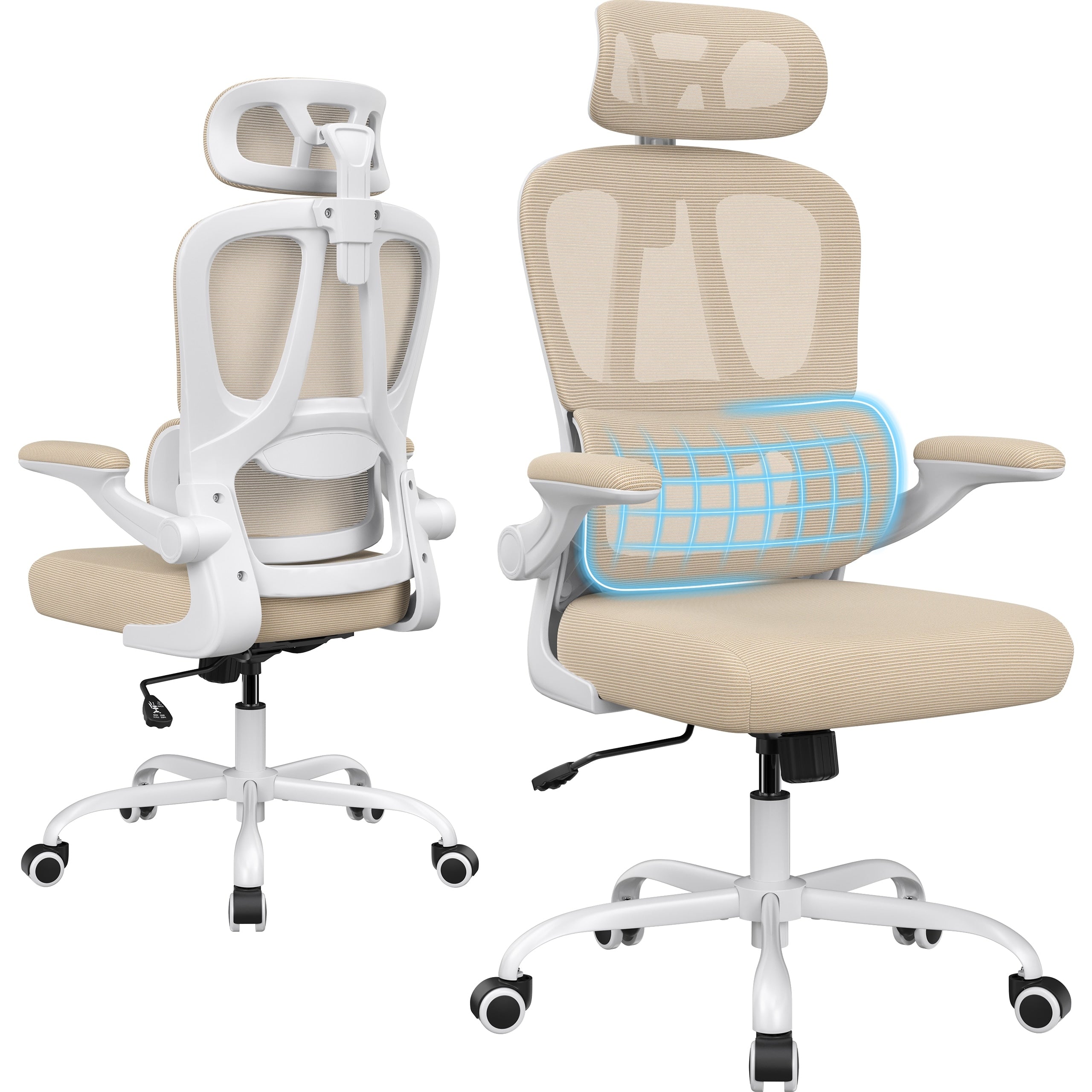 Ergonomic Office Chair Desk Chair With Headrest And Lumbar Support High Back Swivel Home Office Chair