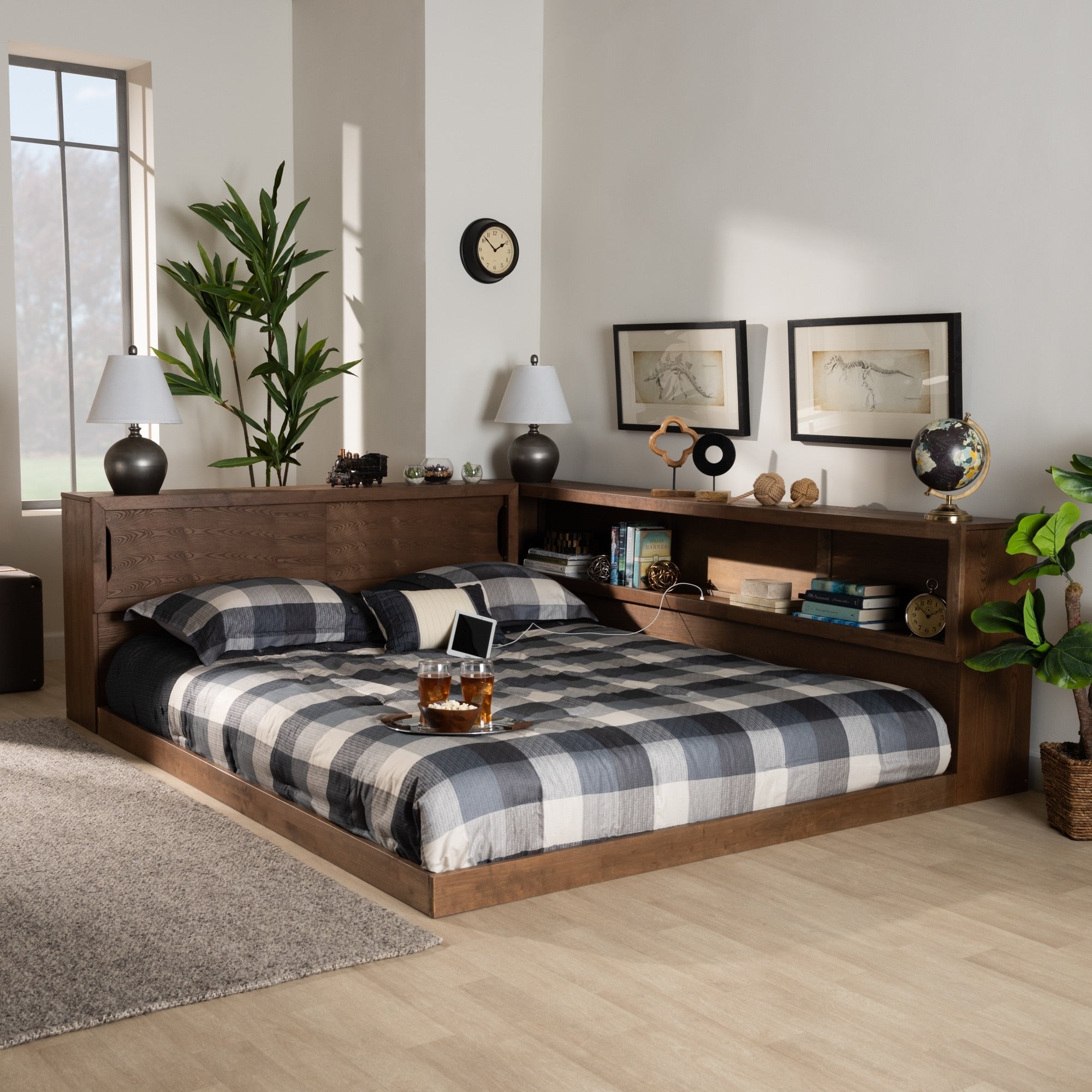 Erie Modern Rustic And Transitional Queen Size Platform Storage Bed