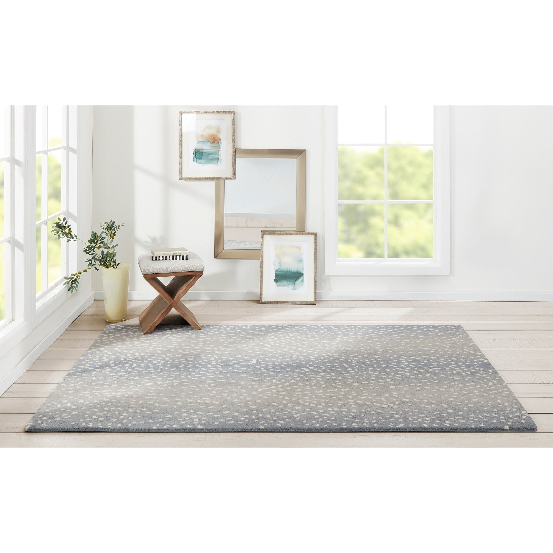 Erin Gates By Momeni Woodland Antelope Blue Hand Tufted Wool Area Rug