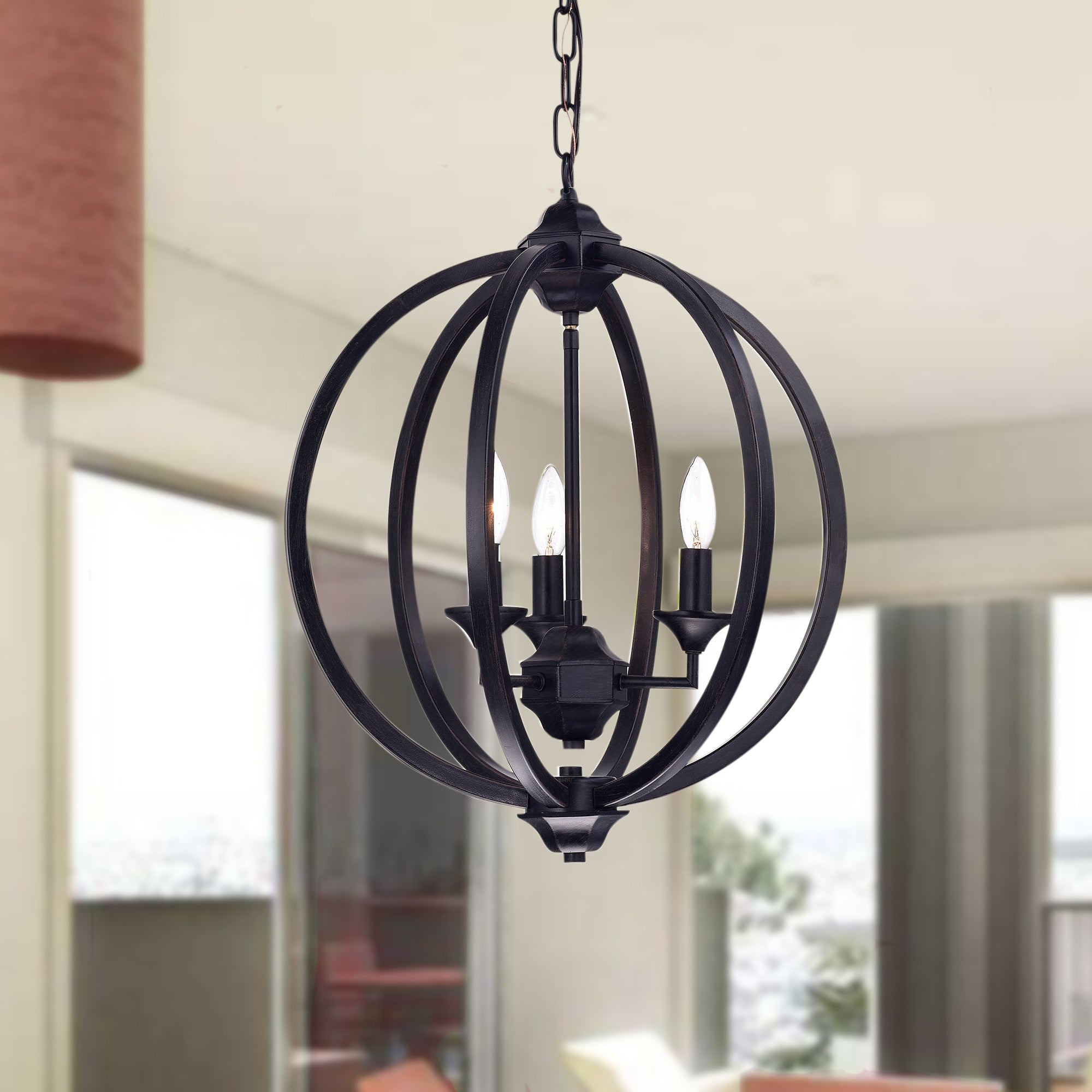 Warehouse Of Tiffany Erkin 3 Light Black Metal Globe
