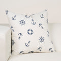 Ernest Hemingway Ships Wheel 16 Designer Throw Pillow Whie Blue