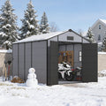 Erommy Outdoor Storage Shed With Built In Floor Lockable Double Doors Sloped Roof Gray Black