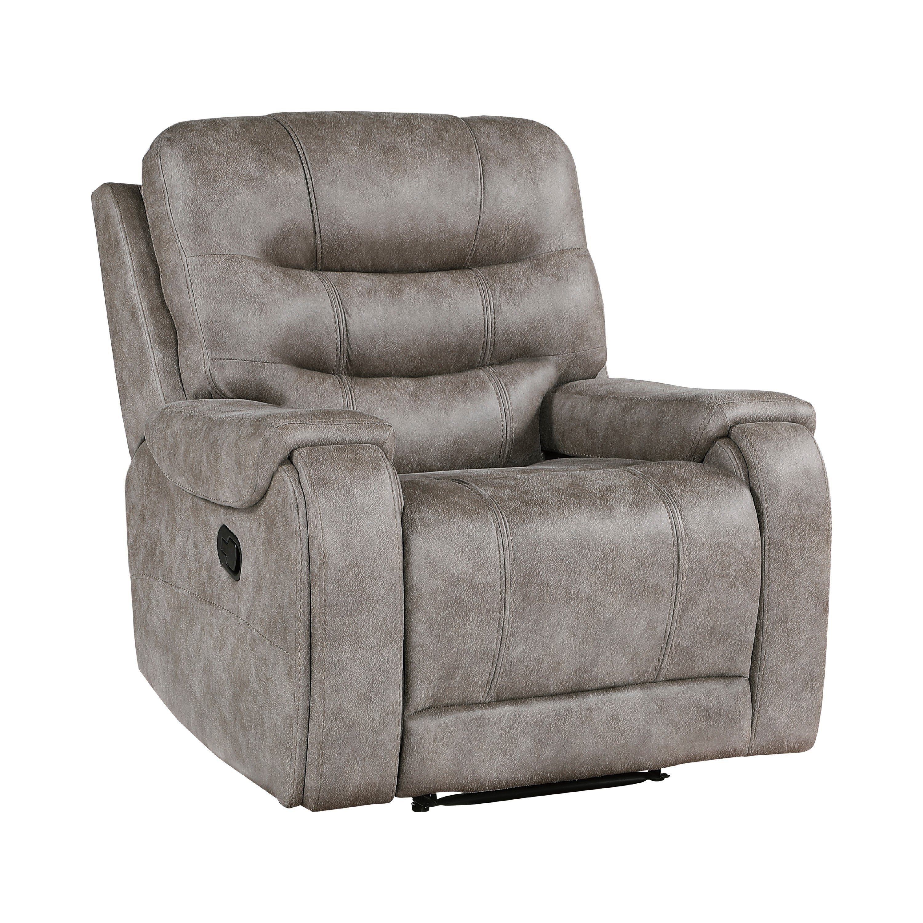 Erron Manual Reclining Chair Gray Brown Microfiber Foam Cushions