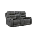 Erron Manual Reclining Loveseat W Console Cupholders Dark Gray Microfiber