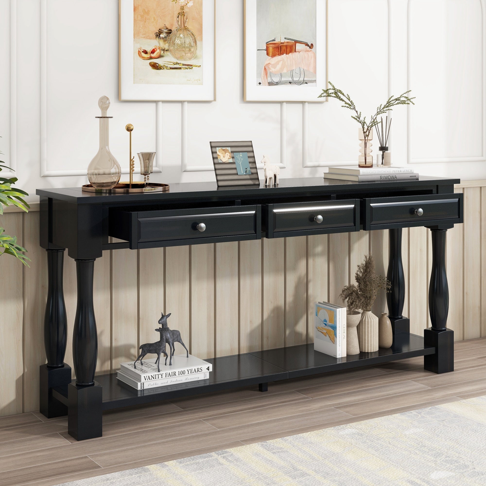 Espresso Console Table Entryway Table With Bottom Shelf Hallway Table Side Table Sofa Table With Drawers
