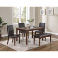 Espresso Finish 5Pc Dining Set Faux Marble Table Top Dining Room Furniture