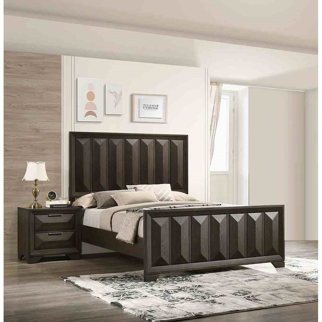 Espresso Finish Transitional Solid Wood 3Pc Bedroom Furniture Set