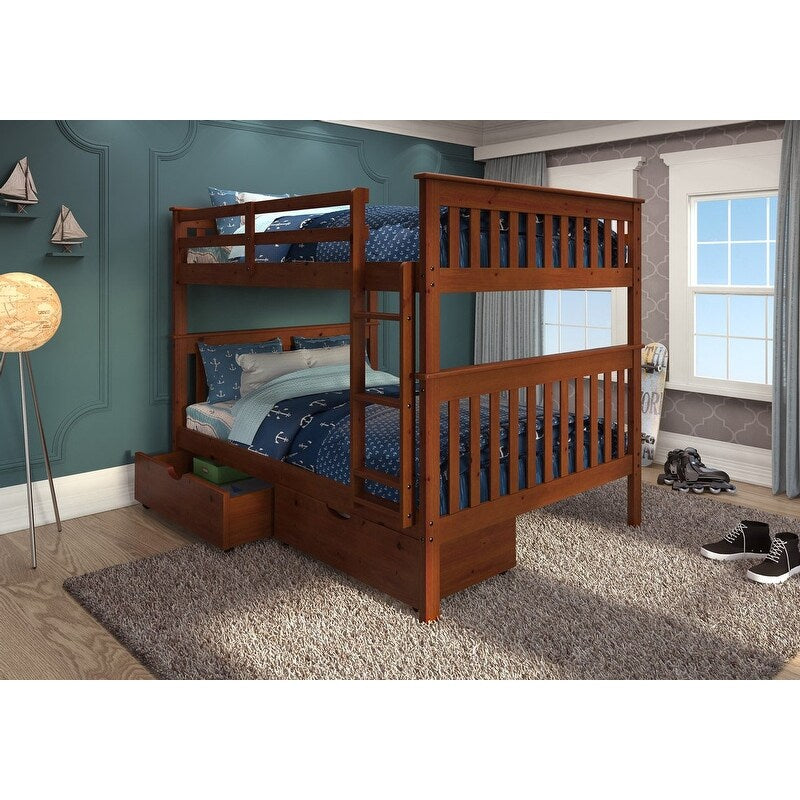 Full Over Full Mission Bunk Bed With Storage Drawers In Espresso