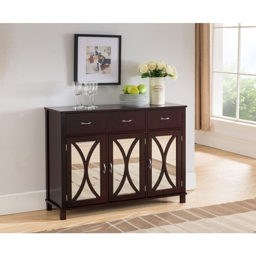 K And B Furniture Co Inc. Espresso Wood Door And Drawer Console Table
