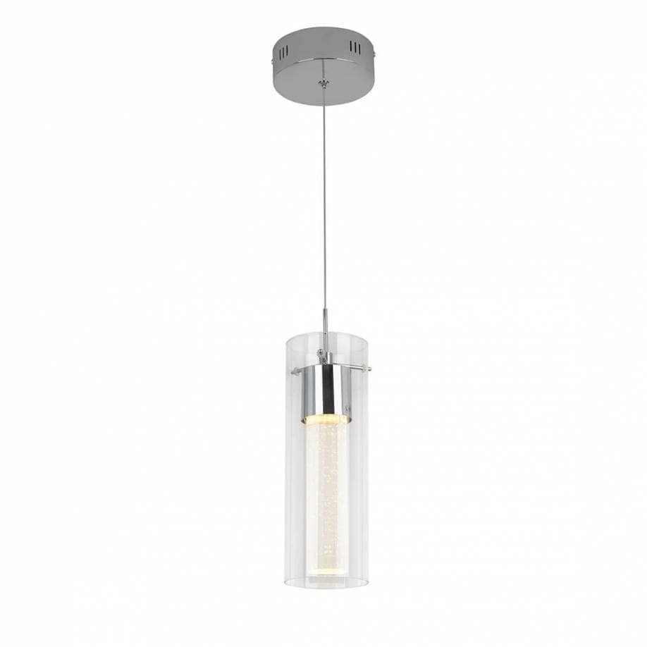 Essence 1 Pendant Led Light Fixture 12 With Integrated Led And Premium Bubble Glass Chrome