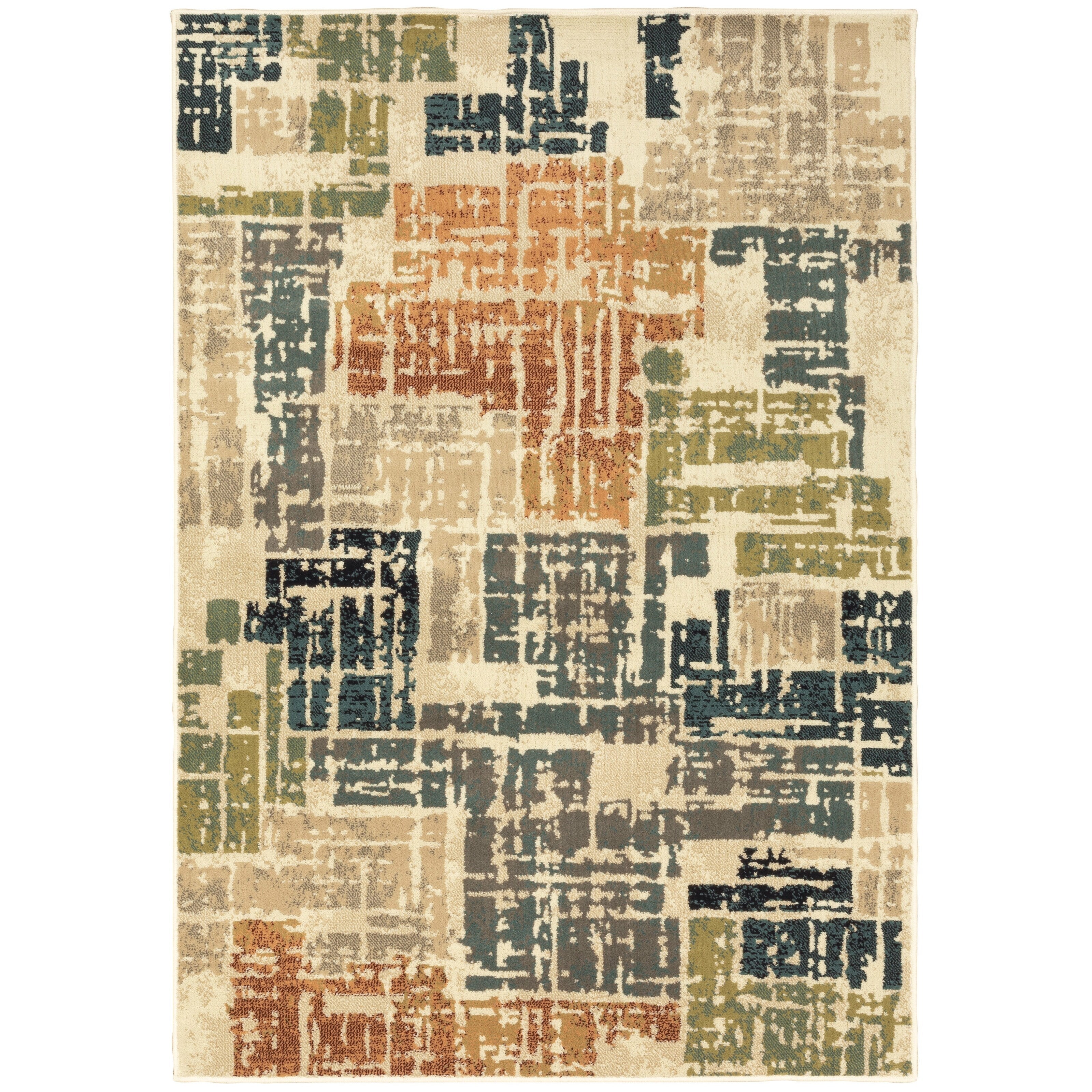 Carson Carrington Igelosa Distressed Patchwork Orange Grey Area Rug