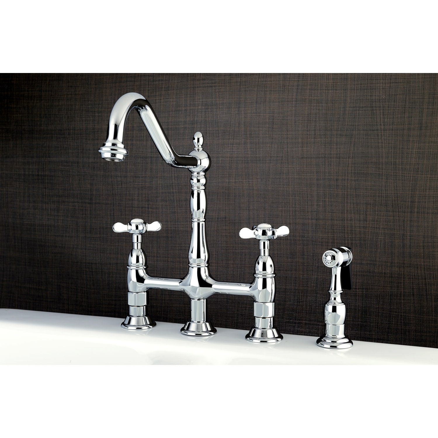 Essex Bridge Kitchen Faucet With Brass Sprayer