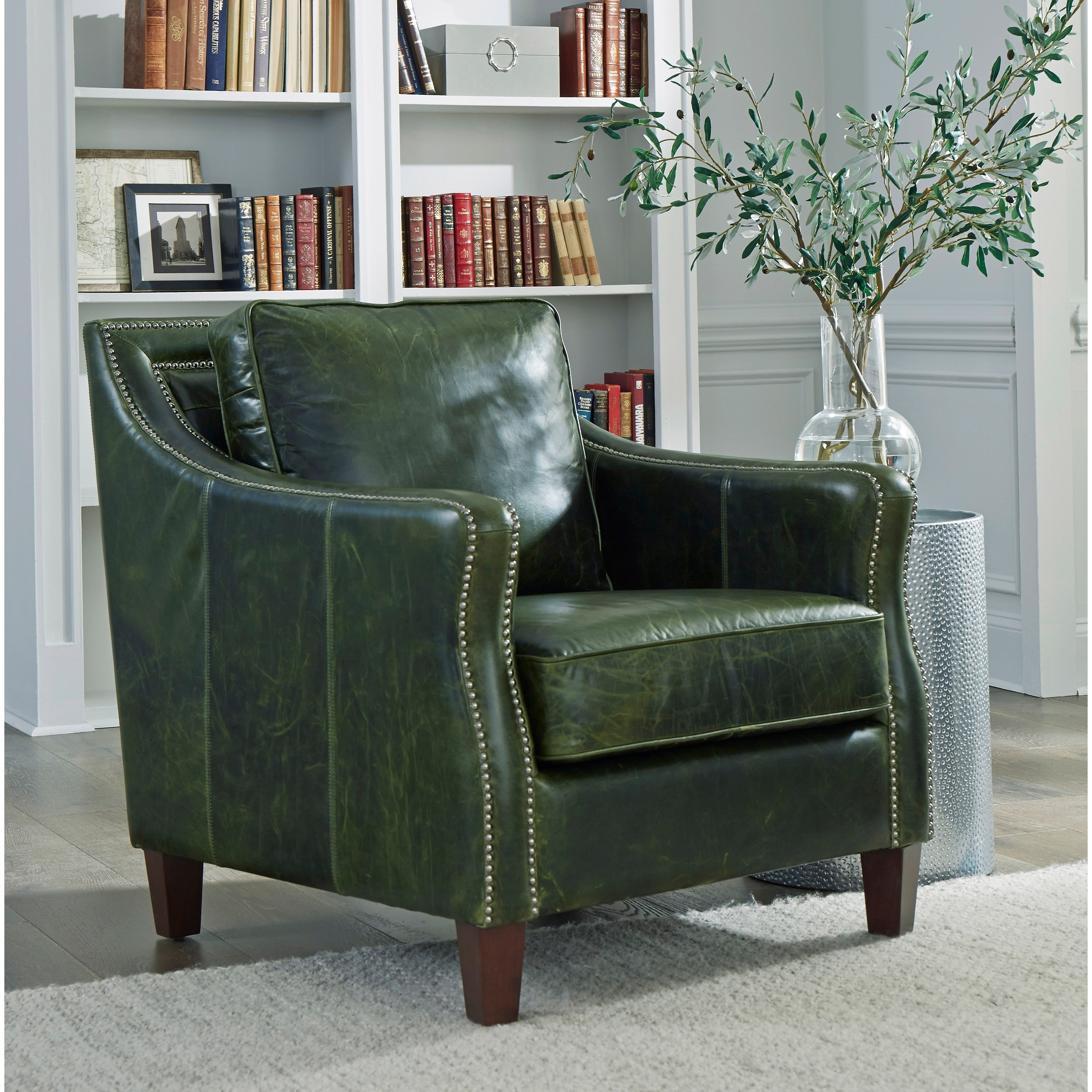 Essex Distressed Green Top Grain Leather Chair