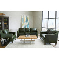 Essex Distressed Green Top Grain Leather Sofa Loveseat And Chair