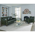 Essex Distressed Green Top Grain Leather Sofa And Chair