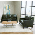 Essex Distressed Green Top Grain Leather Sofa And Loveseat