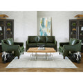 Essex Distressed Green Top Grain Leather Sofa And Two Chairs