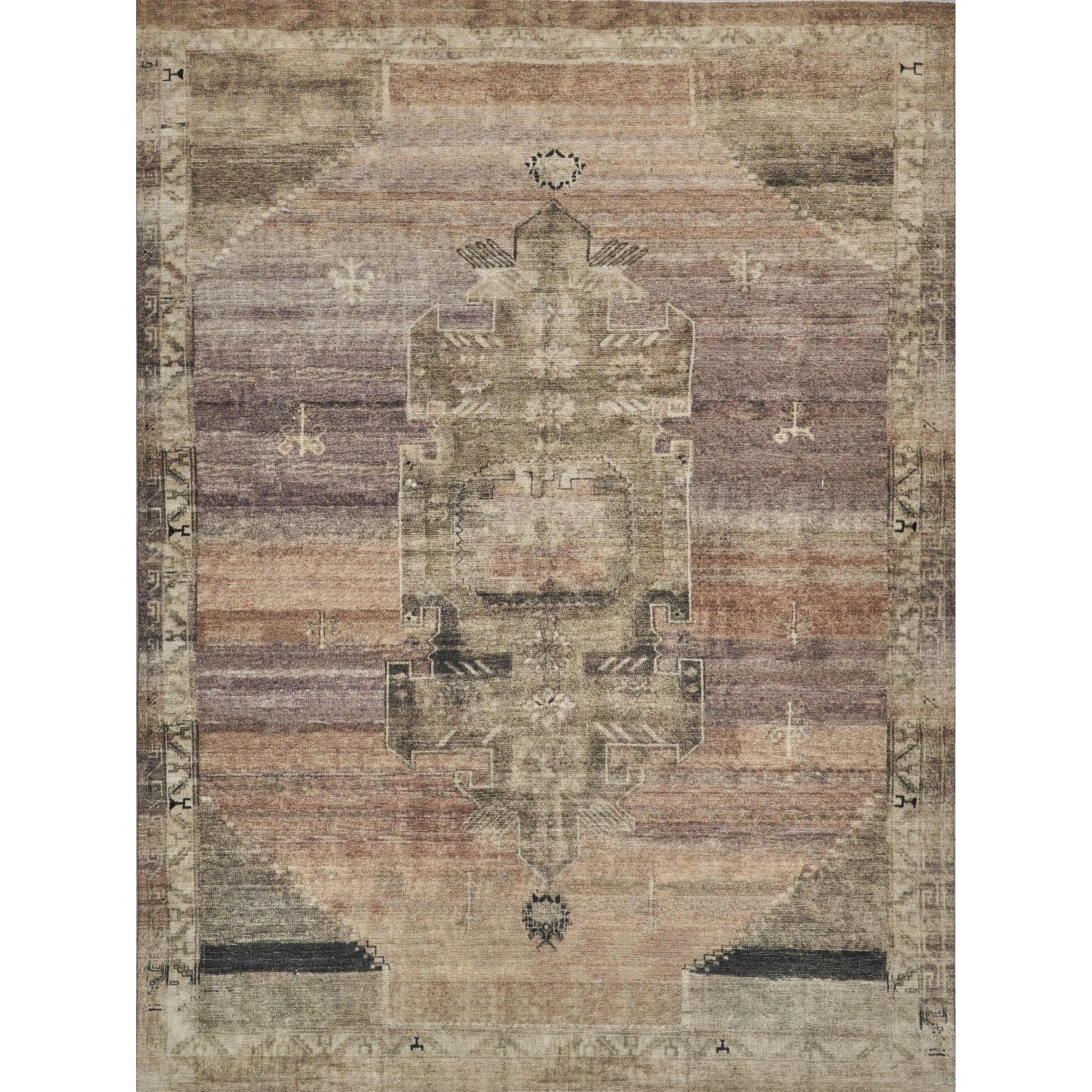 Estate Handloomed Pet Beige Purple Area Rug