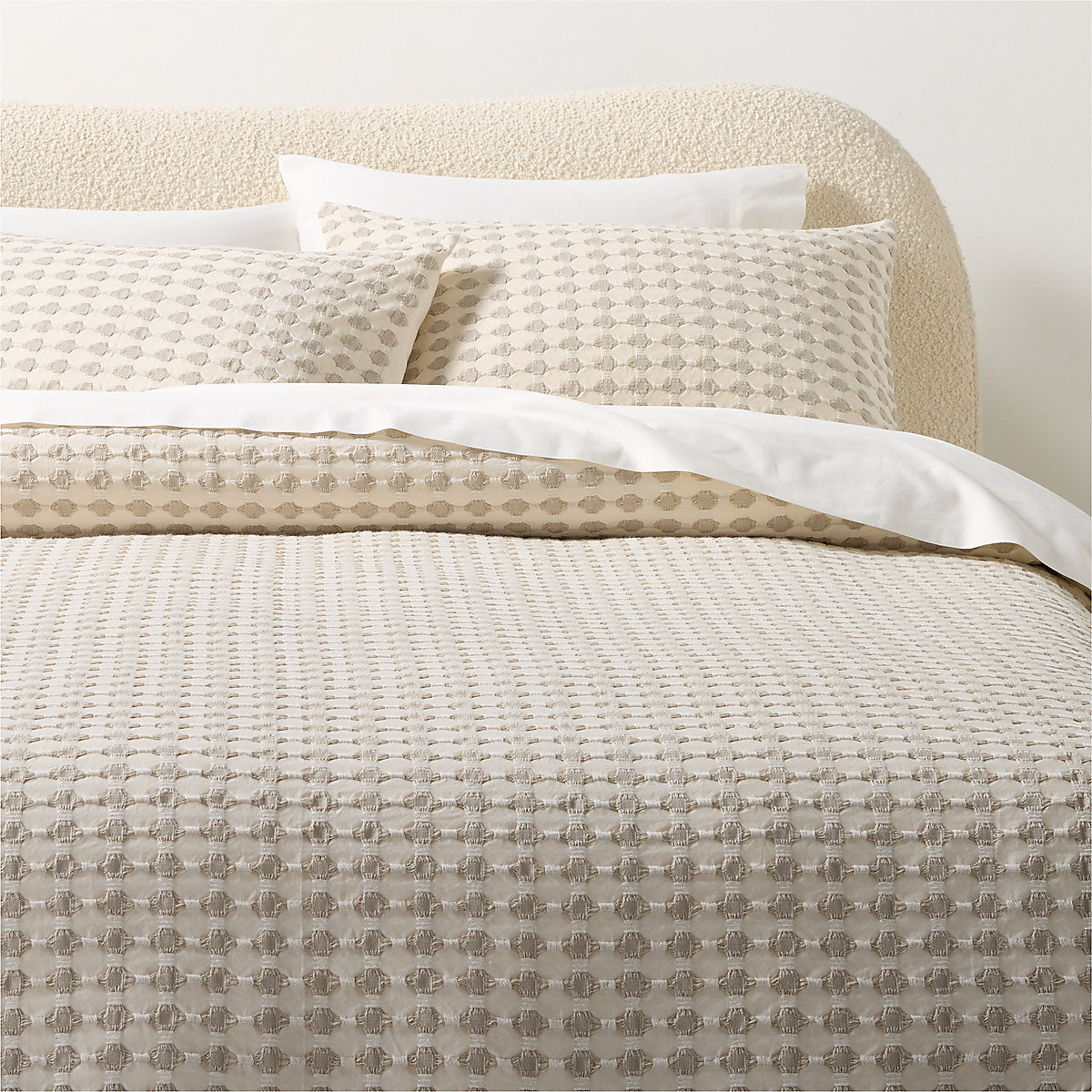 Estela Grey and White Organic Cotton King Pillow Shams Set of 2