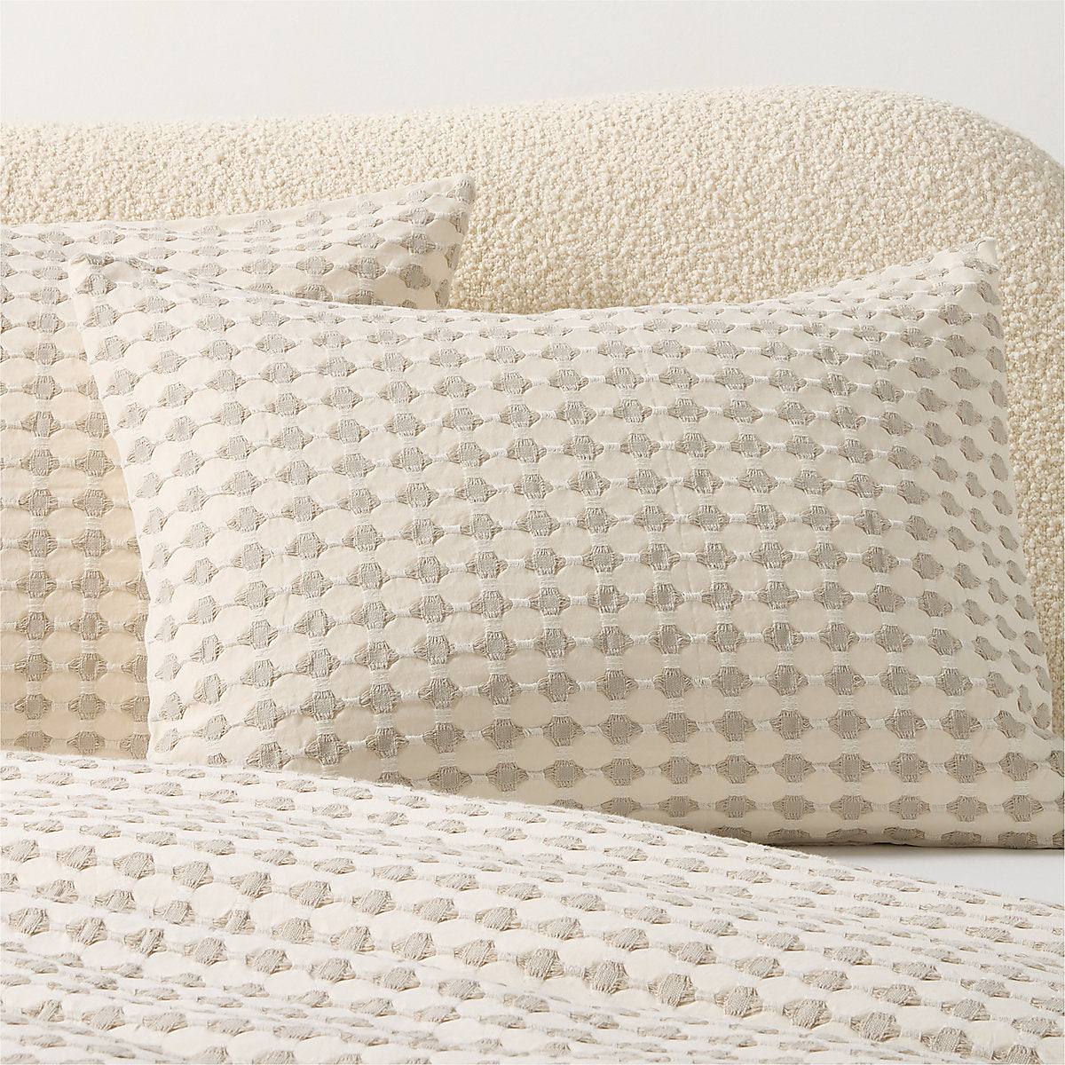 Estela Grey and White Organic Cotton Duvet Cover Full/Queen
