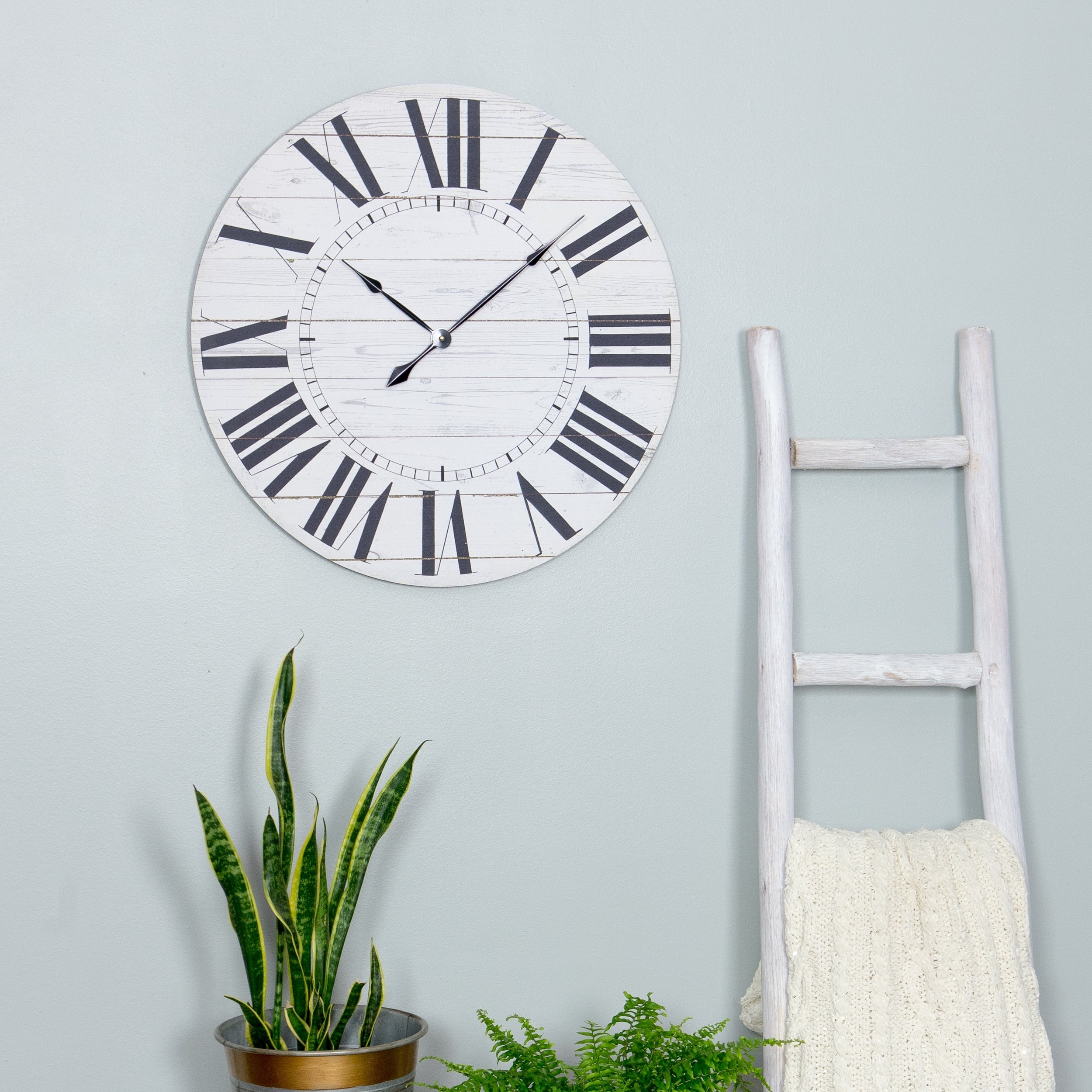 Estelle French Country Wall Clock With Shiplap Face