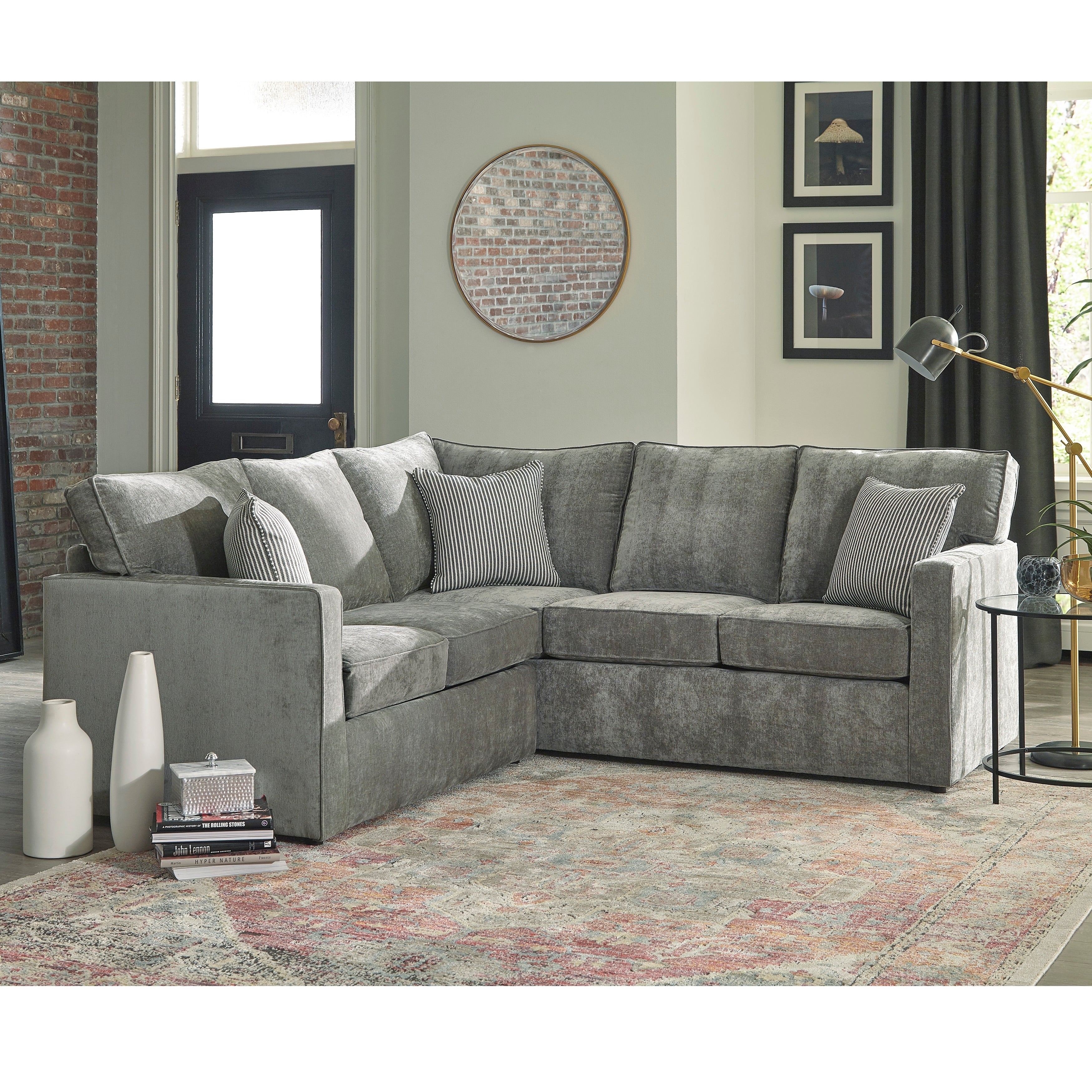 Esty Grey Sectional Sofa Bed With Queen Gel Memory Foam Mattress