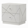 Esy Nightstand 2 Drawers With Crystal Knobs White Carved Pattern