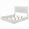 Esy Queen Size Storage Bed With Led Headboard Usb Ports White And Silver