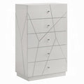 Esy Tall Dresser Chest 5 Drawers Crystal Knobs White Carved Pattern