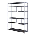 Etagere Bookshelf With 7 Shelves And Geometric Pattern Silver And Dark Gray