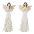 Etched Floral Angel Figurine Set Of 2