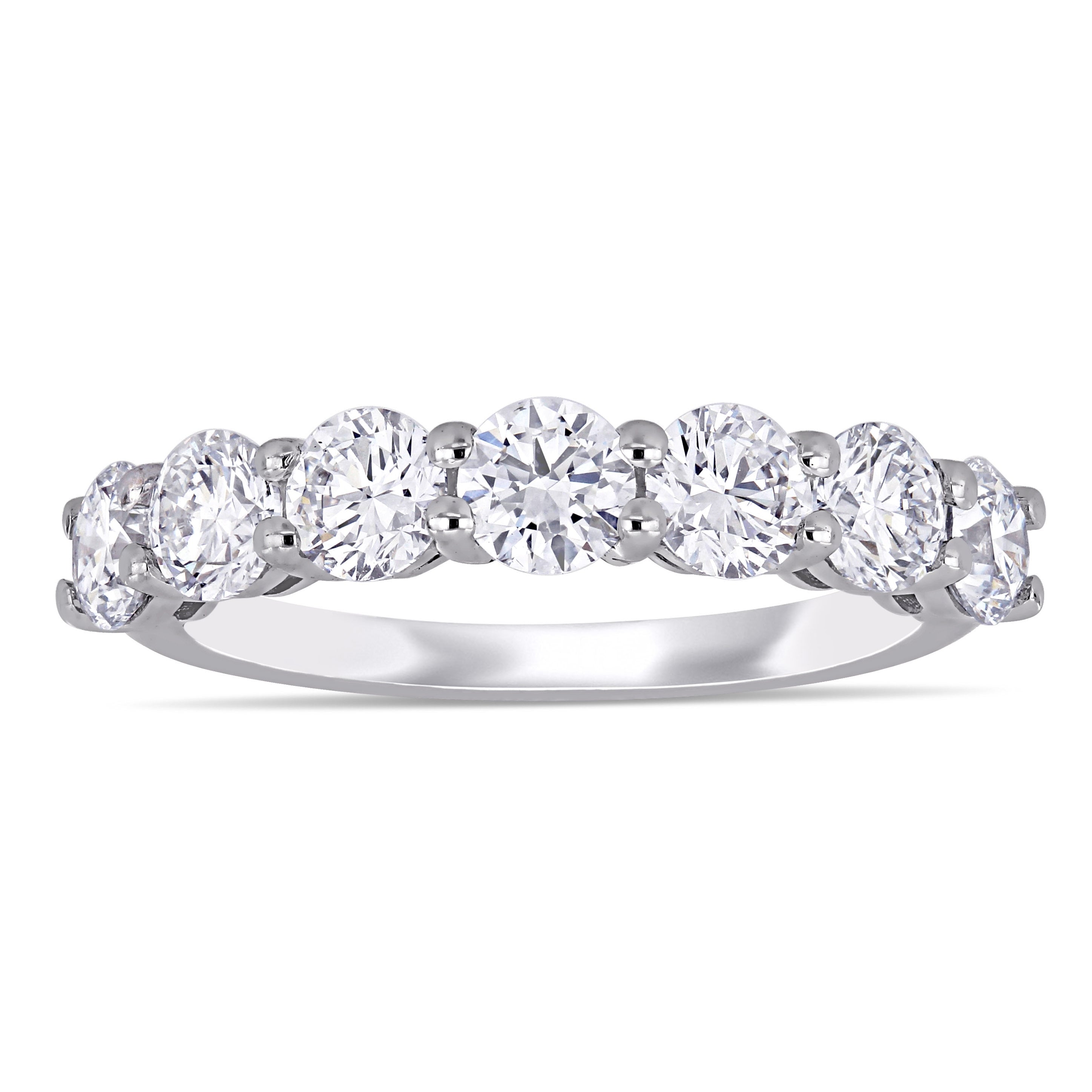 Eternally Yours 1 3 4Ct Tw Lab Grown Diamond Semi Eternity Anniversary Band 14K White Gold