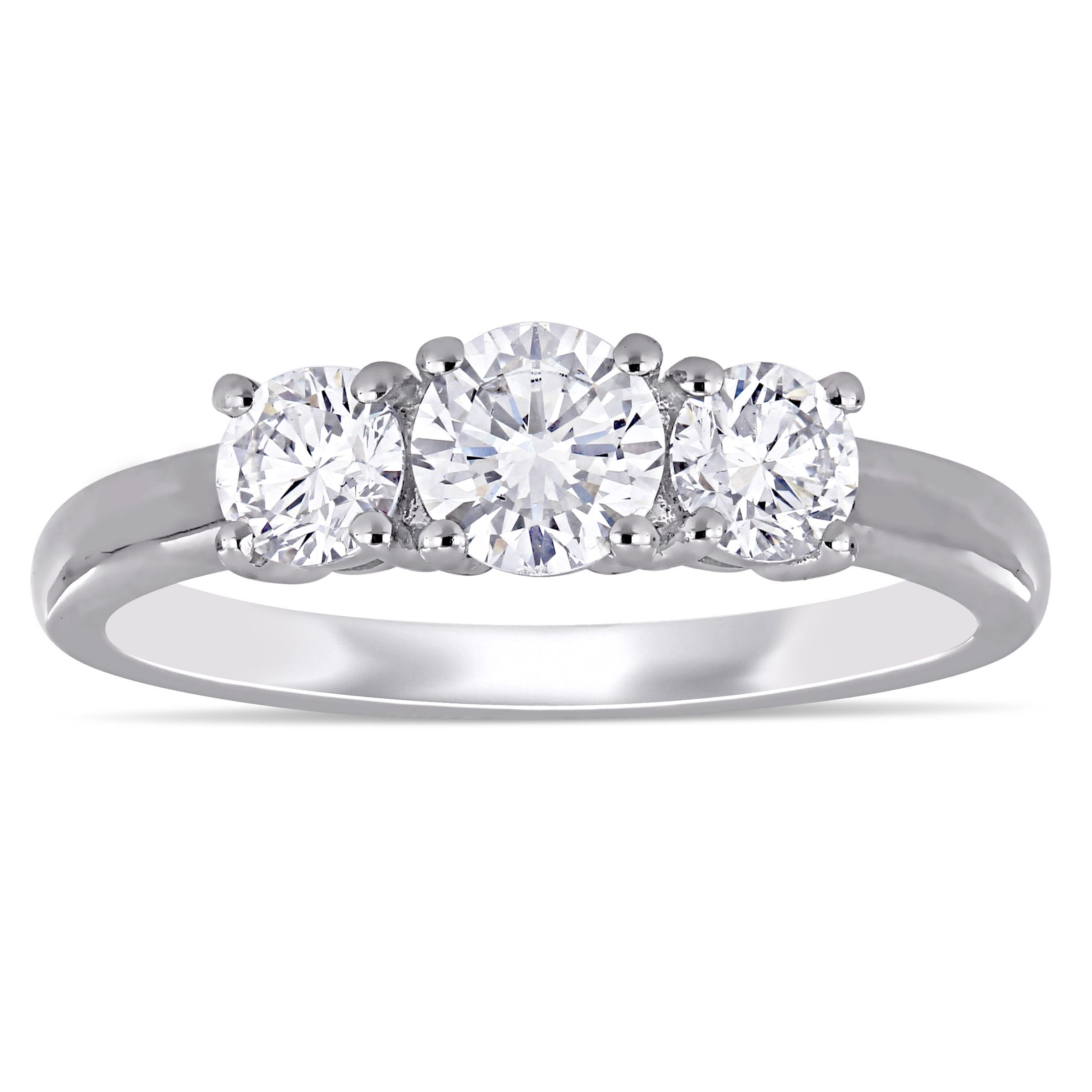 Eternally Yours 1Ct Tw Lab Grown Diamond 3 Stone Engagement Ring In 14K White Gold