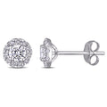Created Forever 3 4Ct Tw Lab Grown Diamond Halo Stud Earrings In 14K White Gold