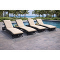 Eternity Brown 6 Piece Wicker Outdoor Chaise Lounge Set With Beige Cushions N A
