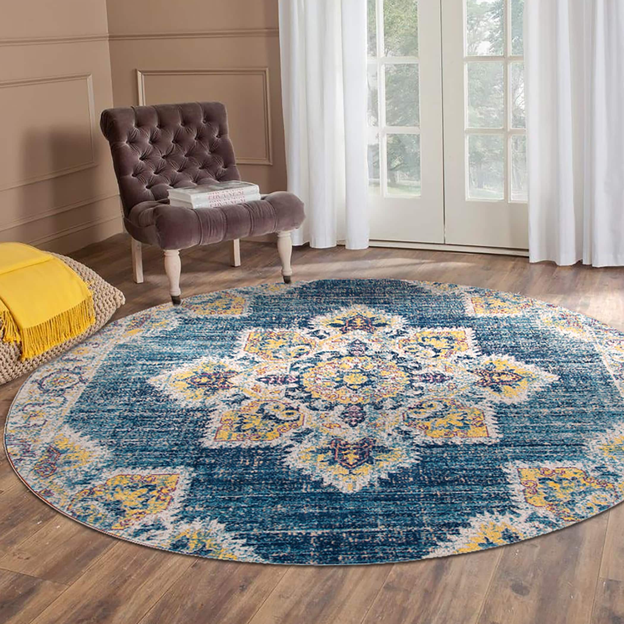 Eternal Vintage Teal Pink Round Rug 67 X 67 Round