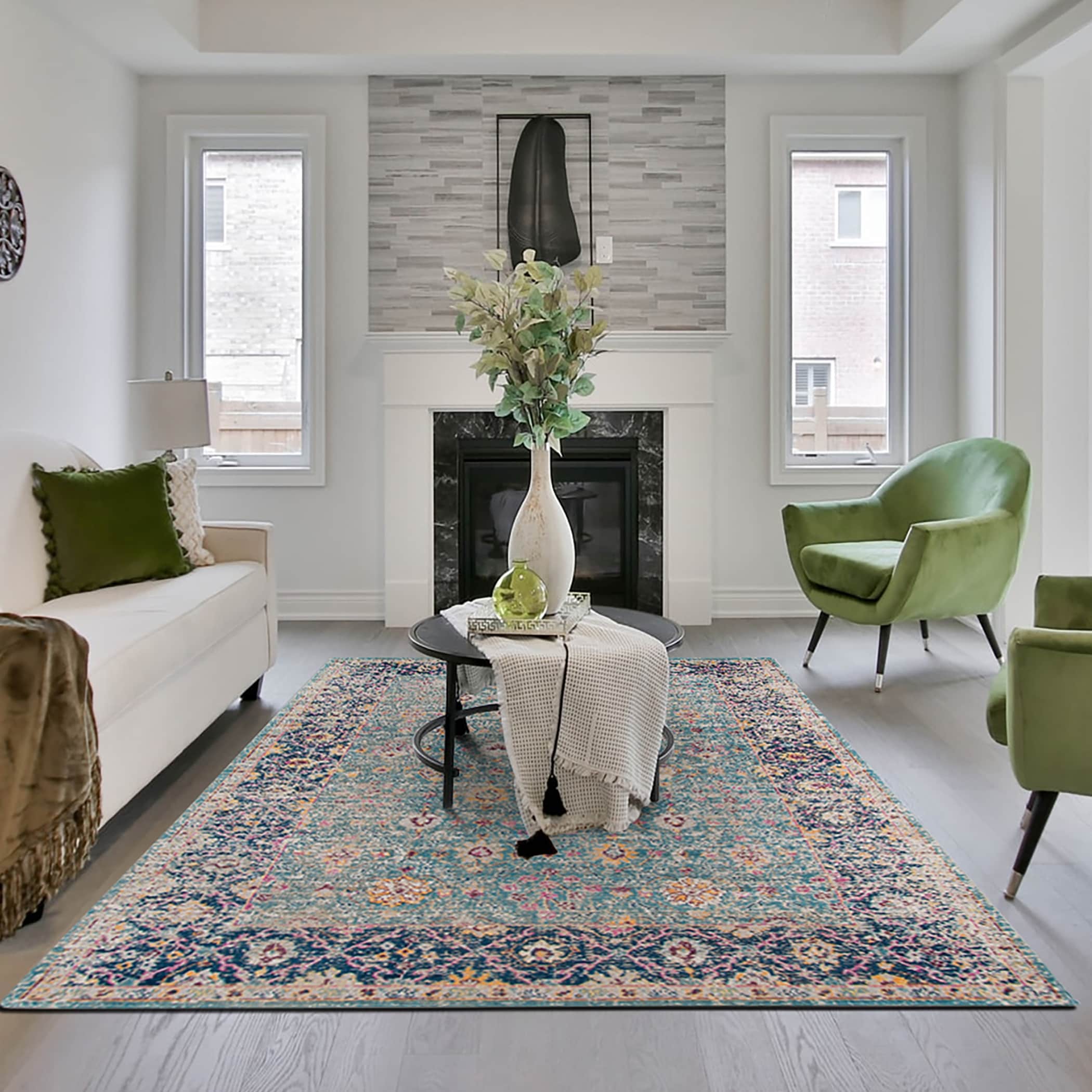 Ethereal Vintage Turquoise Area Rug 811 X 1111