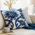 Etta Blue Ivory Damask Throw Pillow