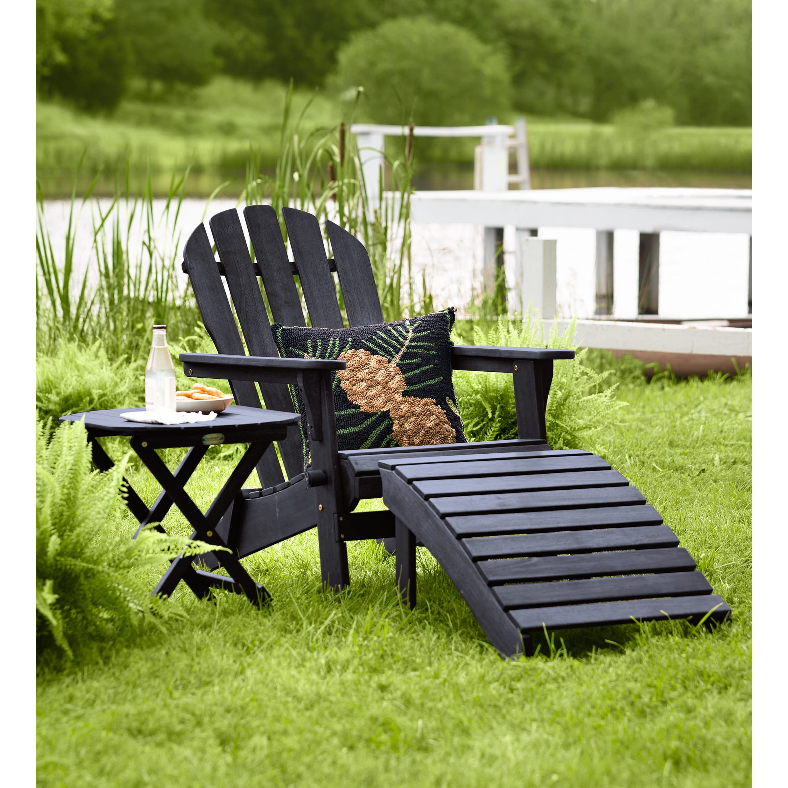 Eucalyptus Wood Outdoor Adirondack Chair Black