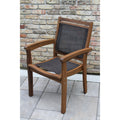 Havenside Home Eilara Eucalyptus And Dark Brown Sling Stacking Arm Chair