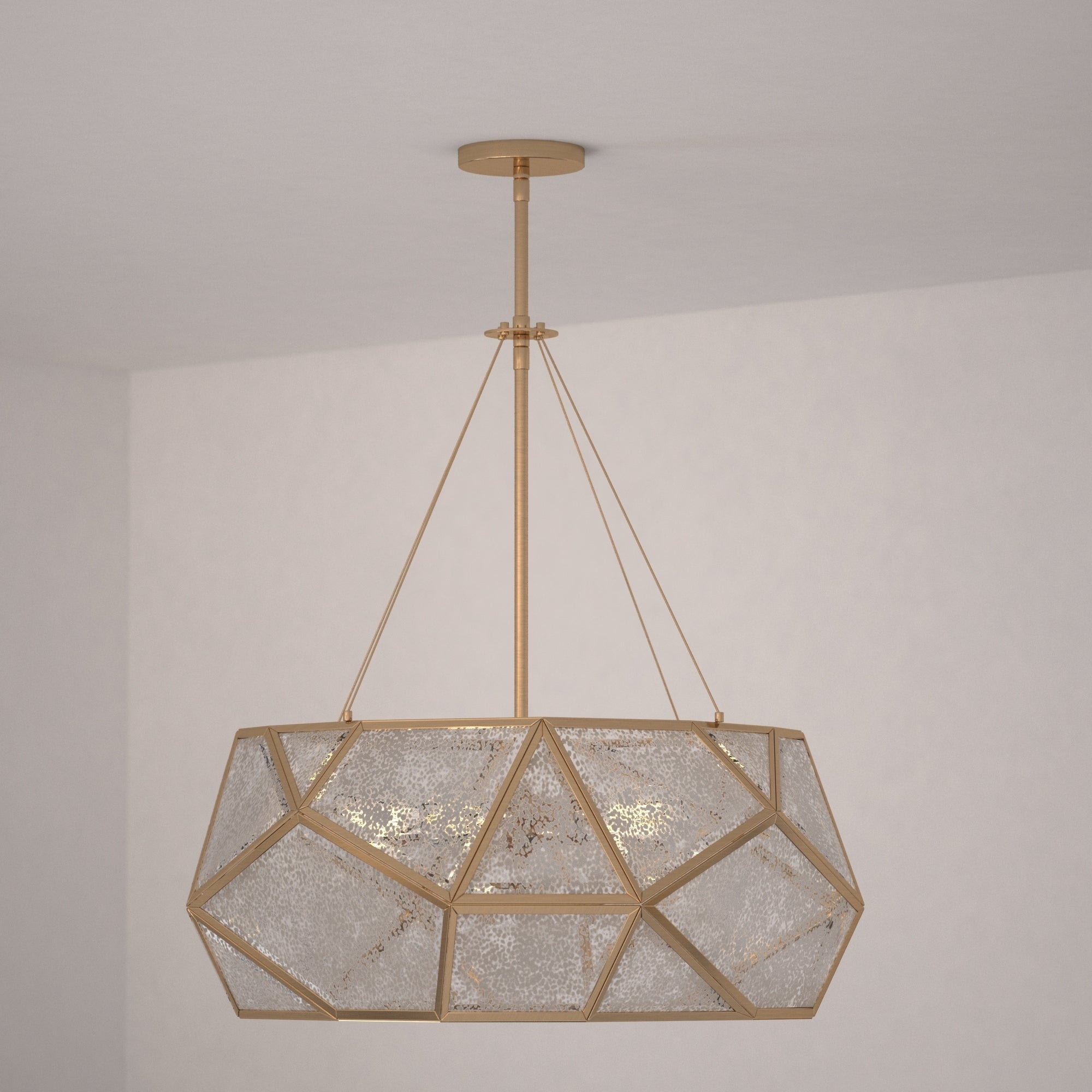 Euclid Brass Mid Century Modern Pendant Light Mercury Glass