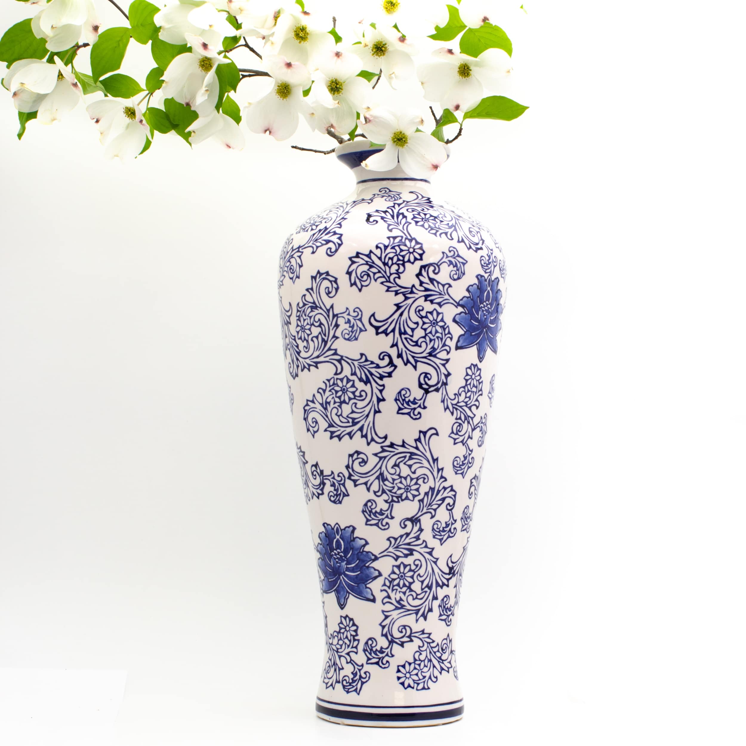 Claybarn Blue Garden White Tall Vase