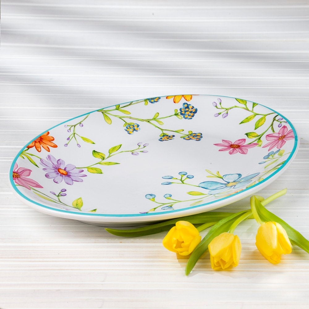 Euro Ceramica Charlotte 15 Oval Serving Platter 15.5 X 11.38 X 1.46