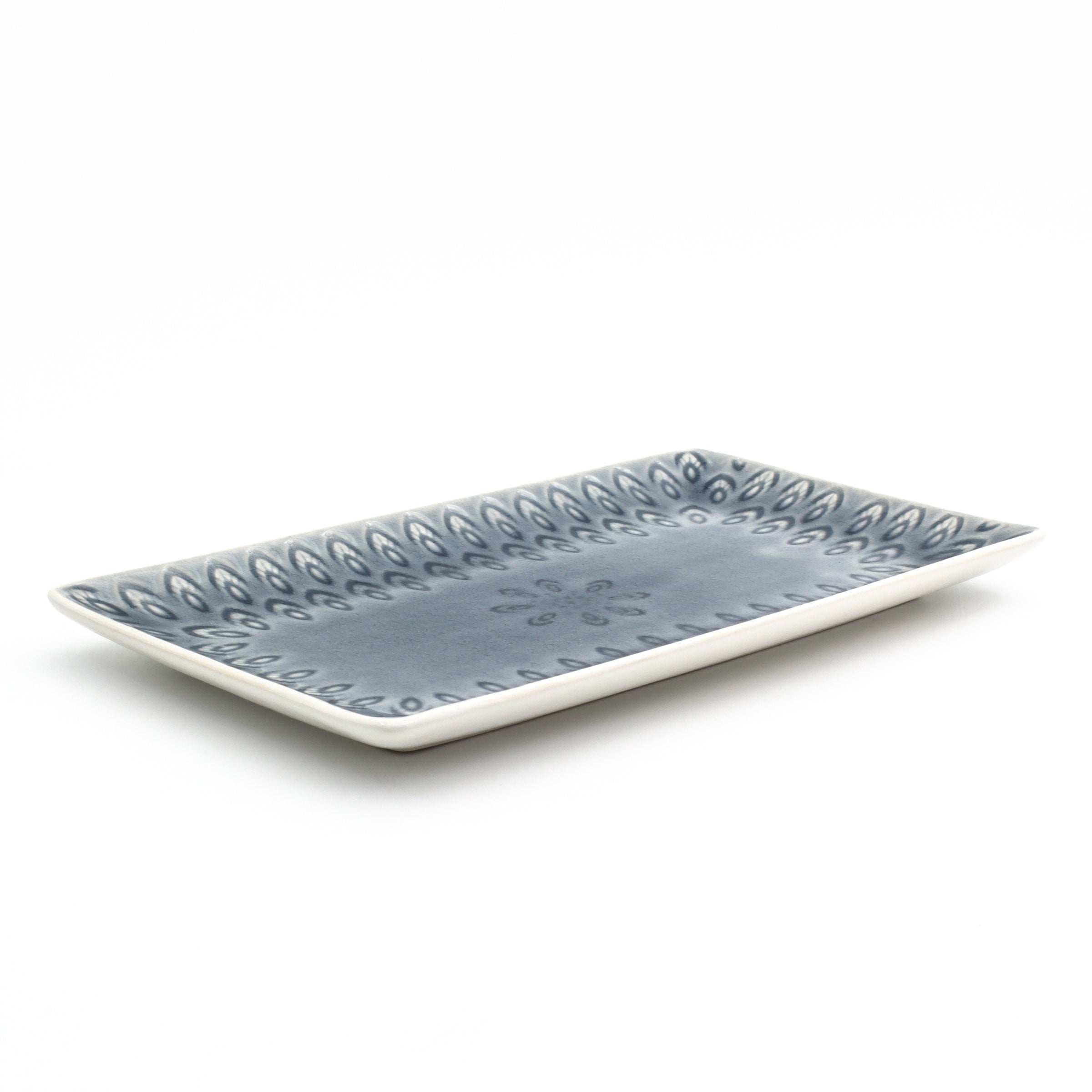 Euro Ceramica Peacock Rectangular Crackle Glazed Platter